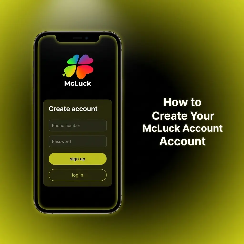McLuck account registration steps showing sign-up form fields for name, email, date of birth, and state of residence