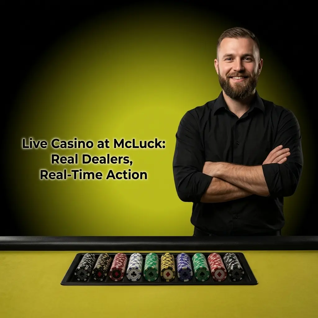 McLuck live casino with professional dealers streaming real-time blackjack, roulette, baccarat, and game shows in HD