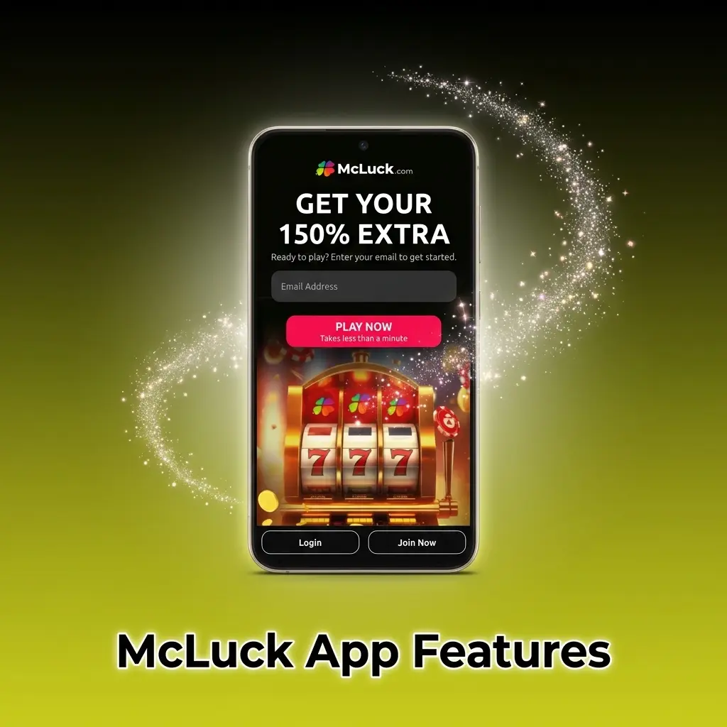McLuck app displaying sportsbook, casino games, Gold Coins, Sweep Coins balance, and promotions tab on mobile