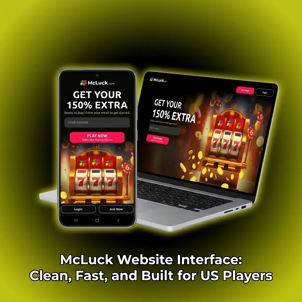 McLuck website interface showing top navigation bar with Lobby, Promotions, and Support sections for US players