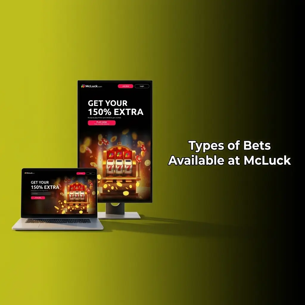 McLuck sportsbook bet types including single, parlay express, and system bets explained with icons or diagrams